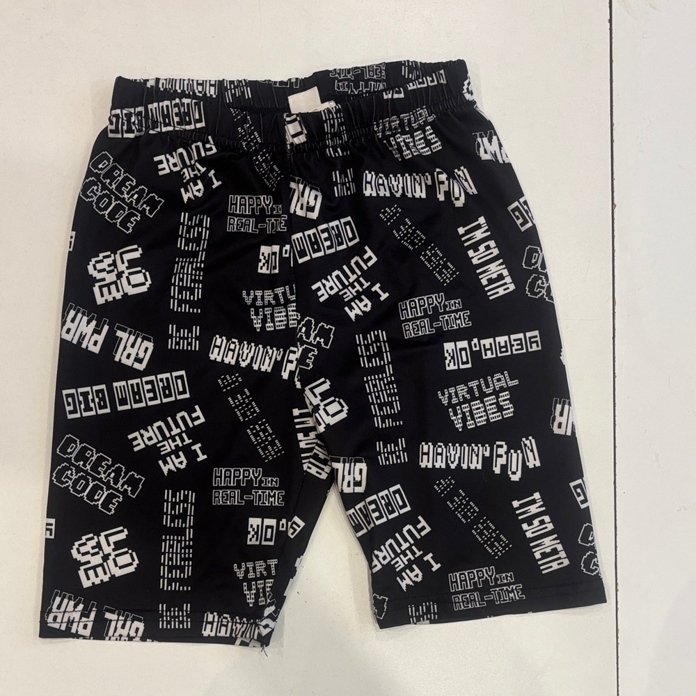 SHEIN X Black Graphic Kids Biker Shorts